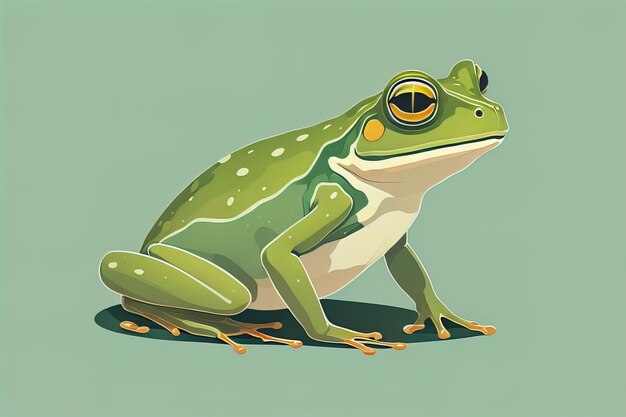 Foto rana sobre un fondo verde ilustración vectorial de una rana