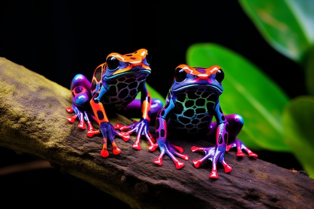 Ranas venenosas vibrantes que muestran colores de advertencia