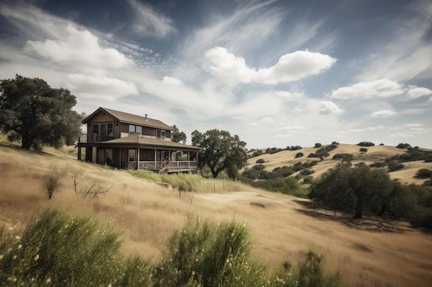 Ranchhaus mit Panoramablick auf das Tal und die sanften Hügel