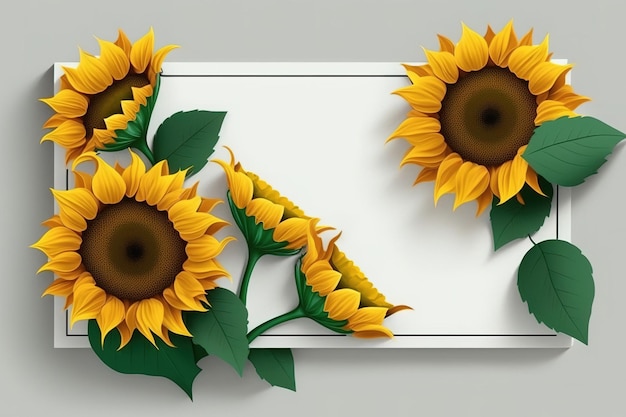 Rand von Sonnenblumen isoliert auf grauem Hintergrund mit Kopierraum als Konzept