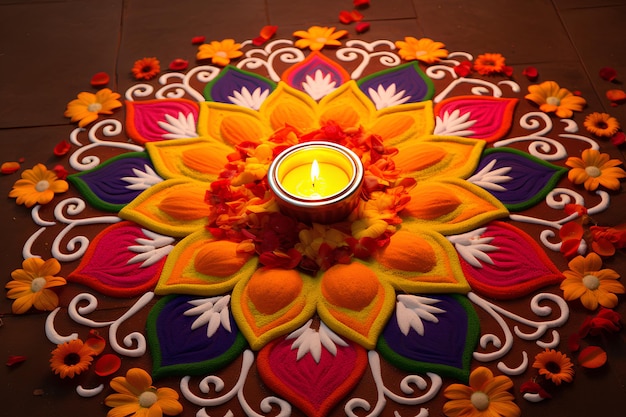 rangoli para la celebración de diwali