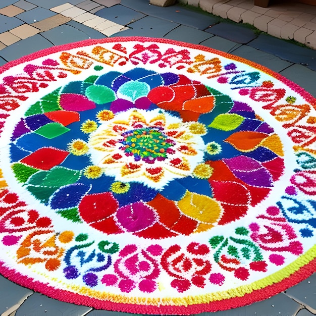 Rangoli Desenhos rangoli coloridos e intrincados são criados