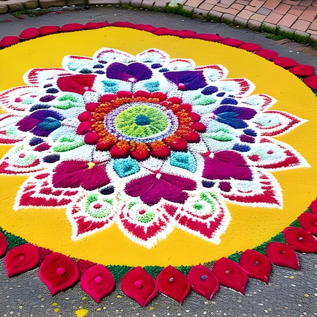 Rangoli Desenhos rangoli coloridos e intrincados são criados