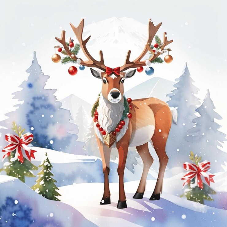 Rano en un país de las maravillas nevadas Santa Helper acuarela clip art