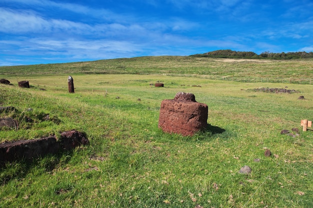 Rapa Nui. Ahu Vinapu Park auf Osterinsel, Chile