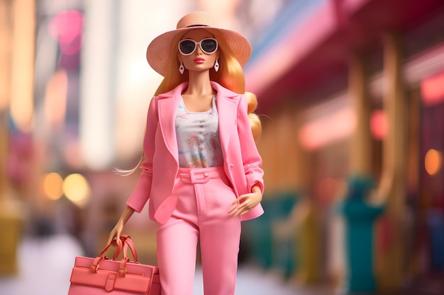 Foto rapariga boneca shopaholic outfit de verão à moda