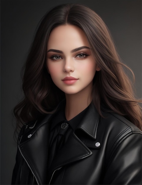 rapariga bonita vestindo um retrato de jaqueta preta