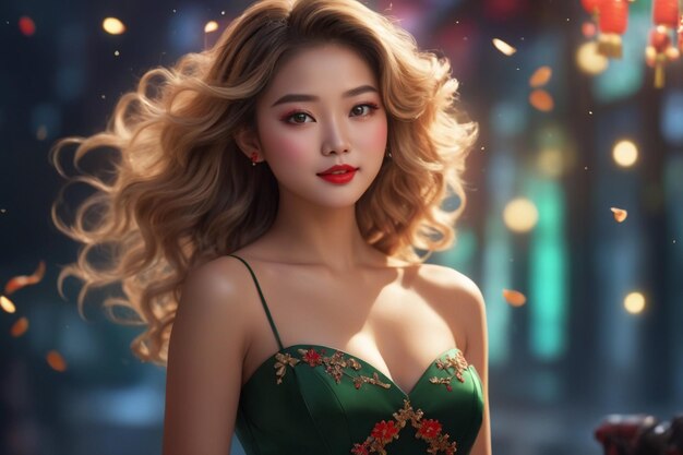 Foto rapariga chinesa de vestido