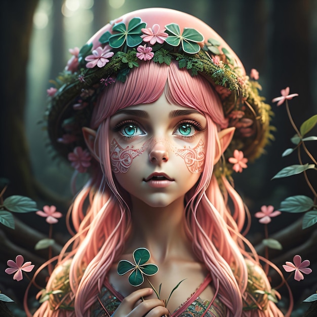 rapariga da selva com cabelo rosa
