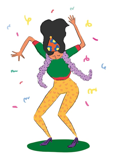 rapariga dançante adesivo png desenho ilustração fundo transparente