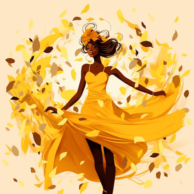 rapariga de outono a dançar enquanto as folhas caem