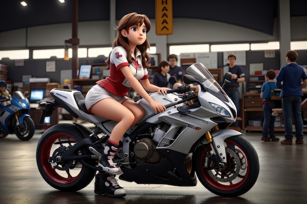 rapariga em motocicleta
