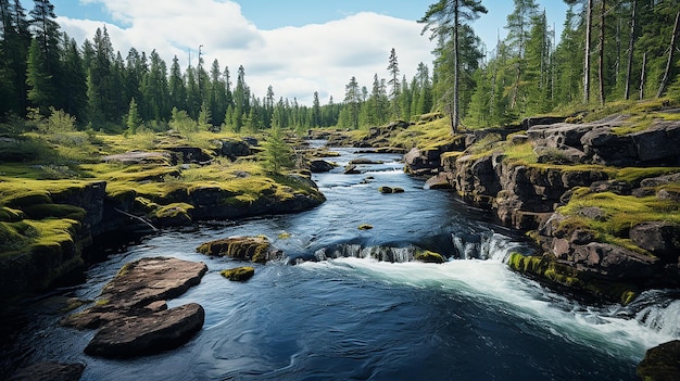 Foto rapids do rio turquoise, na lapônia finlandesa