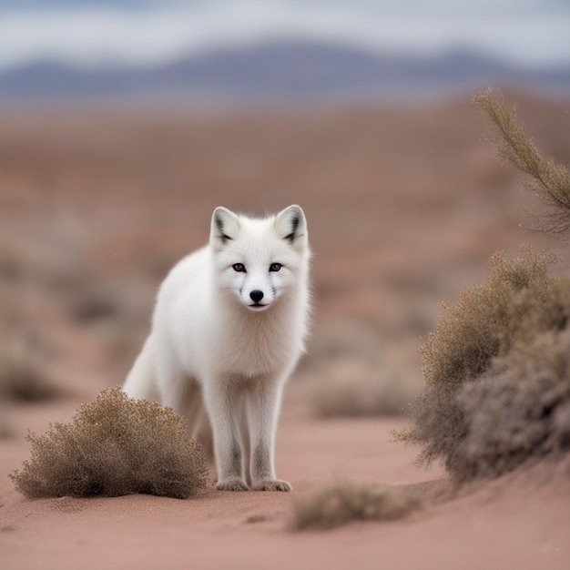 raposa ártica na imagem do deserto arte gerada por ai