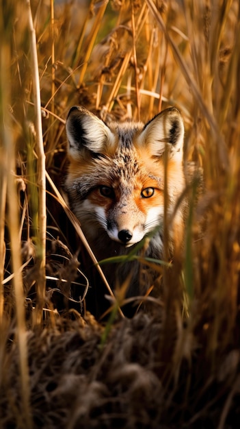 Foto raposa holandesa predador escondido fotografia grama estilo geográfico nacional 35mm papel de parede documentário