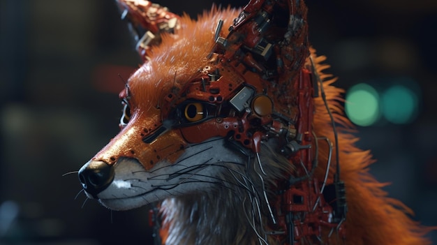 Raposa vermelha antropomórfica hacker de computador bela imagem arte gerada por Ai