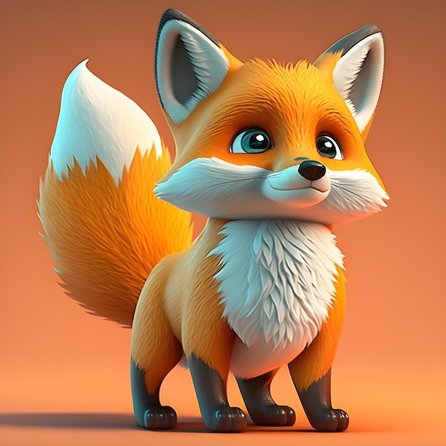 Raposinha super fofa renderizada no estilo da pixar cartoon generative ai