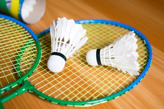 raqueta de bádminton en la cancha