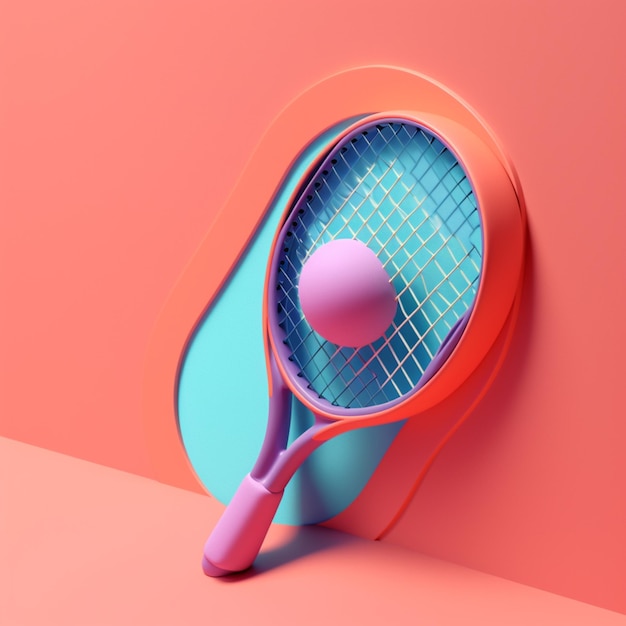 Raqueta de tenis en concepto deportivo en la paleta de colores de tendencia para publicidad con IA generativa
