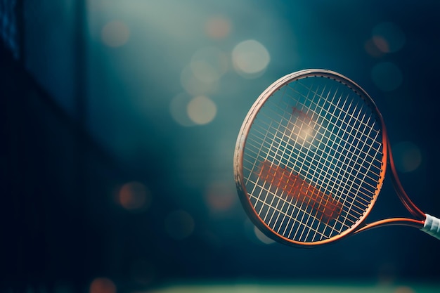 La raqueta de tenis en un golpe El concepto de deporte y estilo de vida saludable Generado por la IA