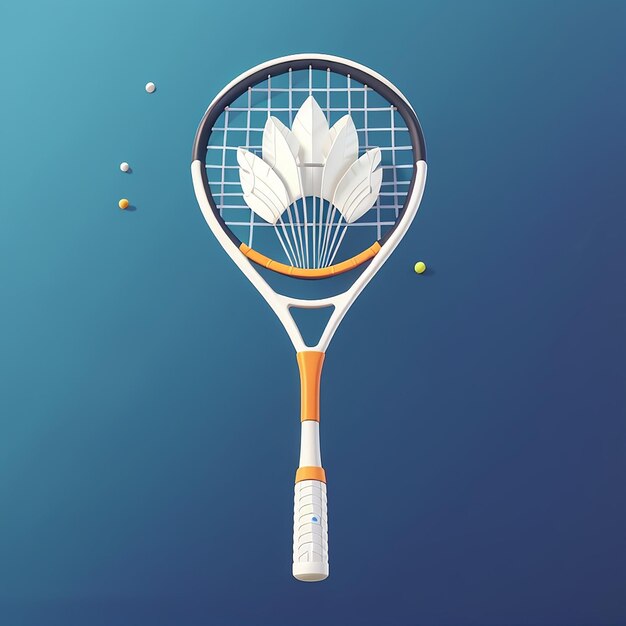 Raquete de Badminton com Shuttlecock Ícones vetoriais Ilustração Ícones esportivos Conceito Isolado Estilo de desenho animado de vetor plano premium