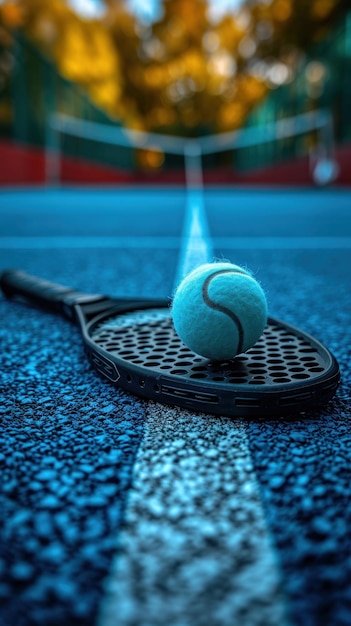 Raquete de tênis com bola de tênis