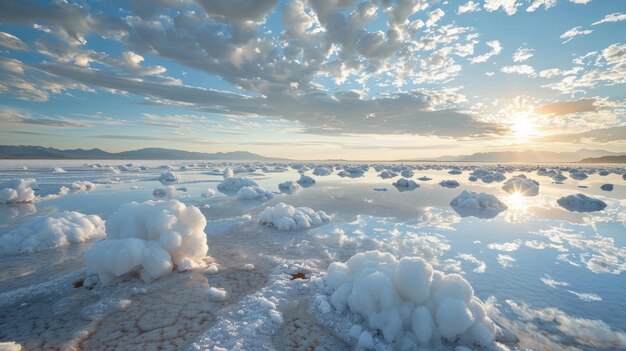 Foto una rara visión en el momento de la cristalización como gotas de agua salada se transforman en perfecto