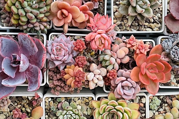 Raras plantas suculentas de colores de arriba en el fondo