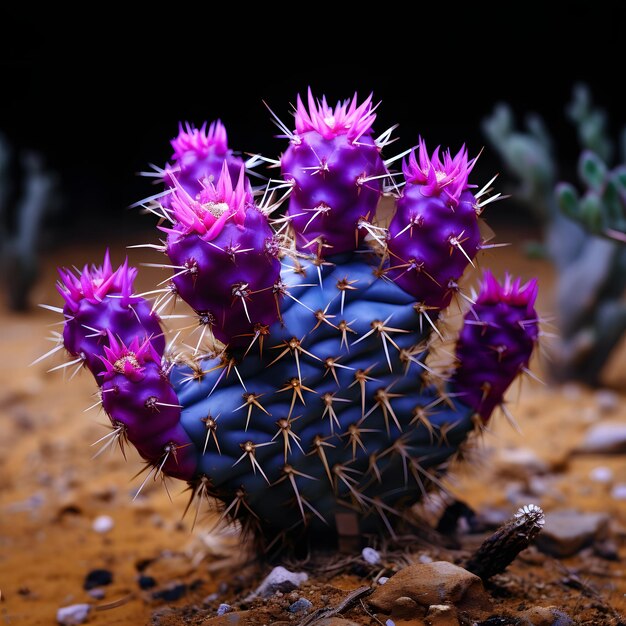 Foto un raro cactus púrpura con una forma única