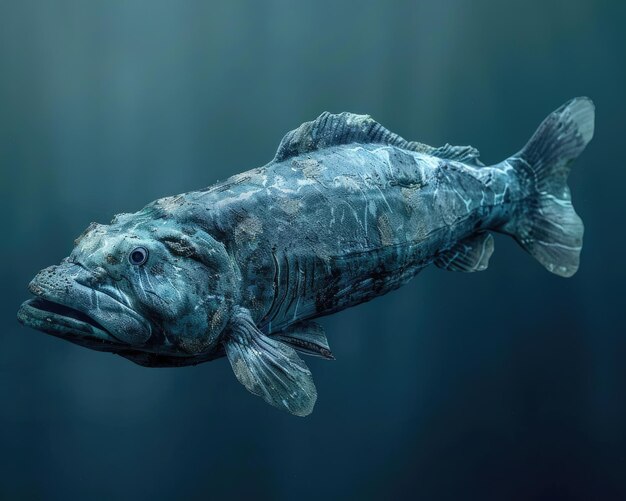 Foto raro pez coelacanto en su hábitat natural foto de perfil adulto en el océano