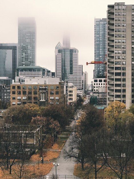 Foto rascacielos en la ciudad contra un cielo despejado