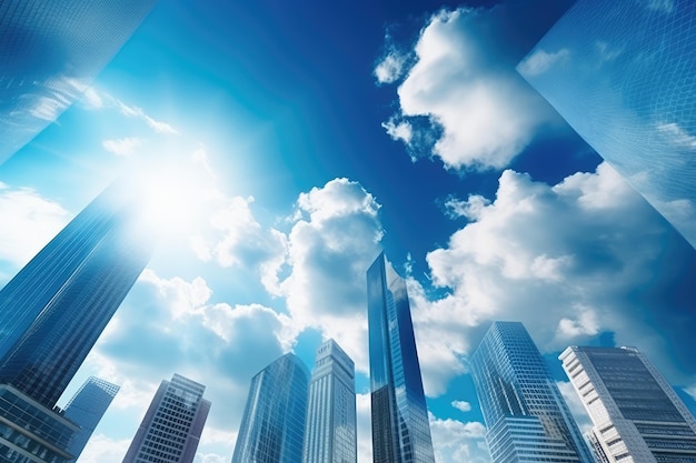 Rascacielos Edificios y Vista del cielo Fotografía de Stock AI generado