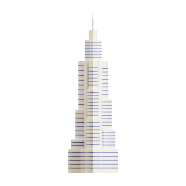 El rascacielos moderno en 3D de los Emiratos Árabes Unidos