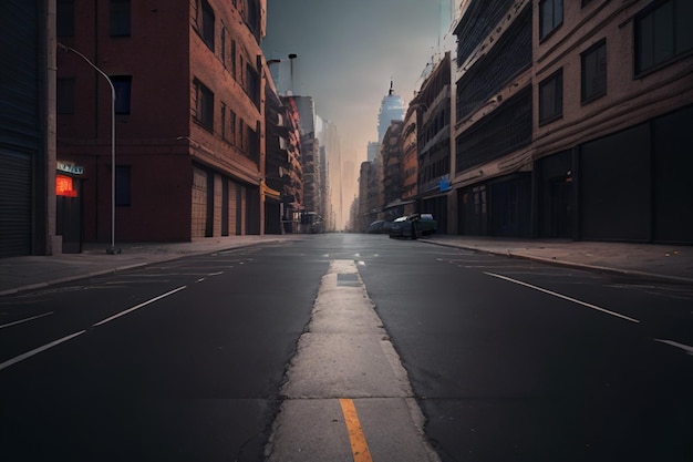 Los rascacielos modernos iluminan la ciudad nocturna que desaparece en la oscuridad.