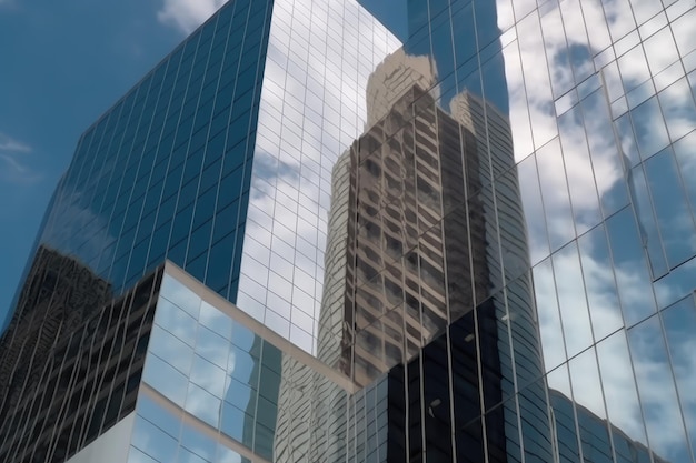 Rascacielos reflectantes edificios de oficinas comerciales IA