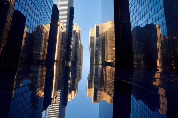 Rascacielos reflectantes edificios de oficinas comerciales