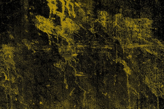 Rasguños y superficie de pared de hormigón amarillo oscuro con textura grunge