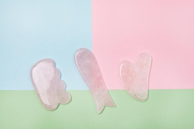 Raspadores de massagem cosmética rosa jade gua sha para cuidados com a pele facial e corporal