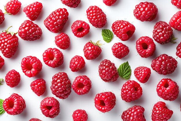 Raspas frescas esparcidas sobre un fondo blanco a la luz natural de la luz del día Raspas rojas maduras