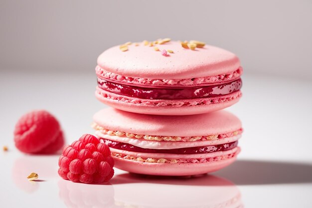 Raspberry-Makaron isoliert auf weißem Hintergrund köstliches Dessert