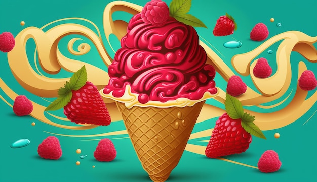 Raspberry Ripple Summer Background Generative AI