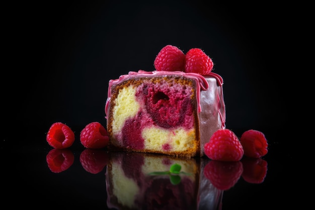 Raspberry Sponge Cake Fruchtkuchen Rote Beeren Dessert Tart Raspberry Cake Abstract Generative KI-Illustration