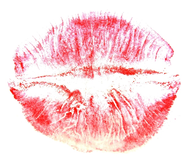 Foto rastro de un beso. un rastro de lápiz labial.