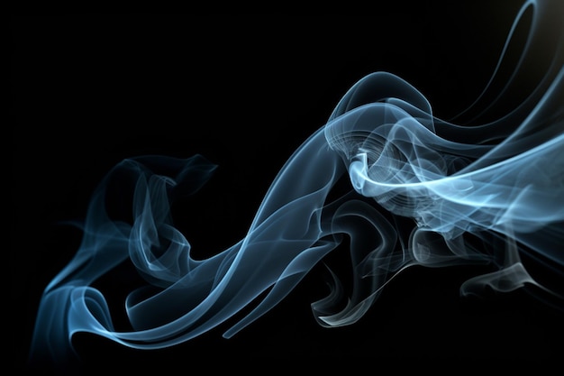 Un rastro de humo azul sobre un fondo negro