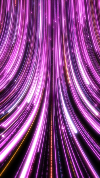Rastro de luz de resplandor de movimiento púrpura rosa abstracto con fondo de partículas