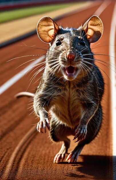 Foto rata corriendo en la pista de fondo naturaleza del desierto vida silvestre y nieve