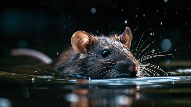 Rata nadando en el agua