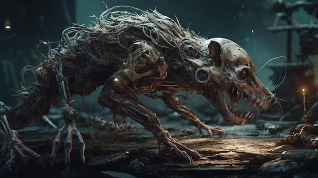 Rata rey zombie ilustración de arte digital IA generativa