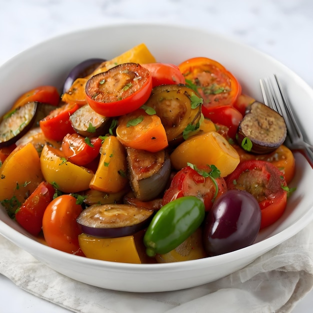 Foto ratatouille con pimienta, berenjena, tomate y patata