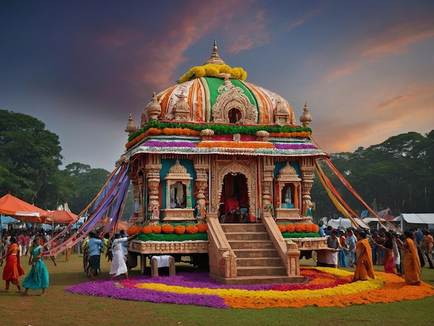 Rath Yatra Festival Modernes Bild der Menschen und Indiens Tempelfeiern